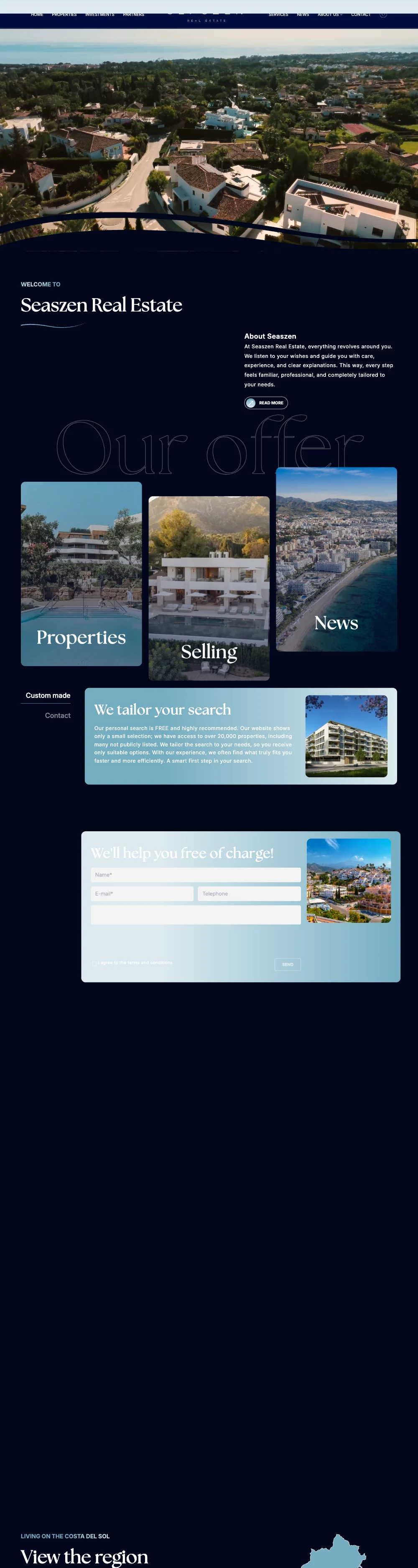 De site van Seaszen Real Estate, makelaar aan de Costa del Sol